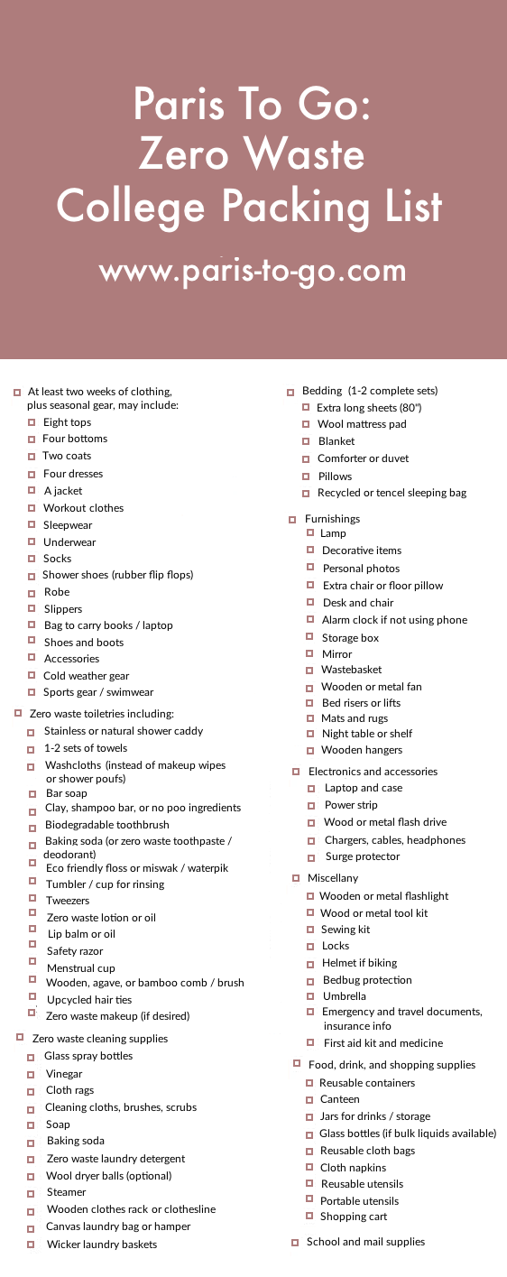 paris to go what to pack for college zero waste edition college packing checklist