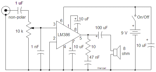 Simple LM386 Audio Amplifier Circuit Diagram - The Circuit