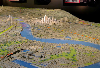 Aerial view of an architectural model of London