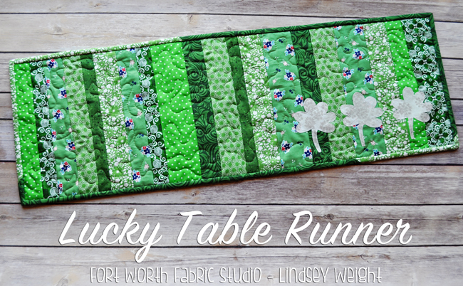 "Lucky Table Runner" is a Free St. Patrick's Day Quilted Project designed by Lindsey Weight from the Fort Worth Fabric Studio {Blog}!