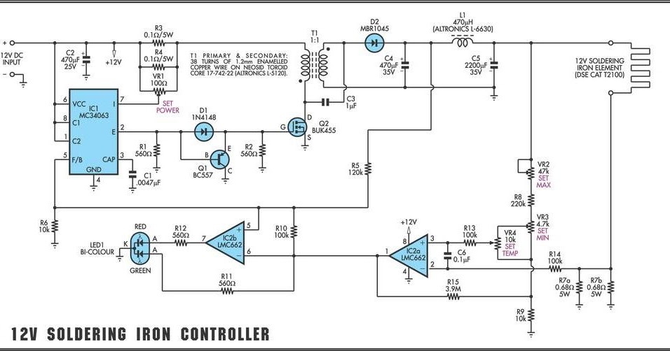 NTE Electronics Circuit: Temperature-Controlled Soldering Iron
