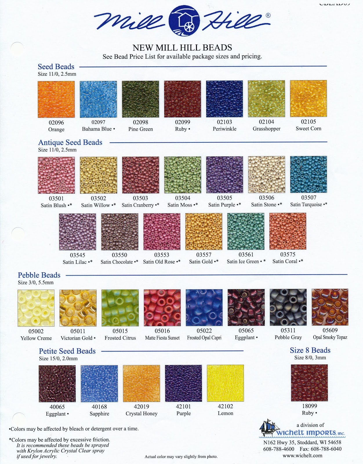 Mill Hill Beads Color Chart
