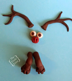 handmade polymer clay reindeer parts for a crocheted reindeer by the funky felter
