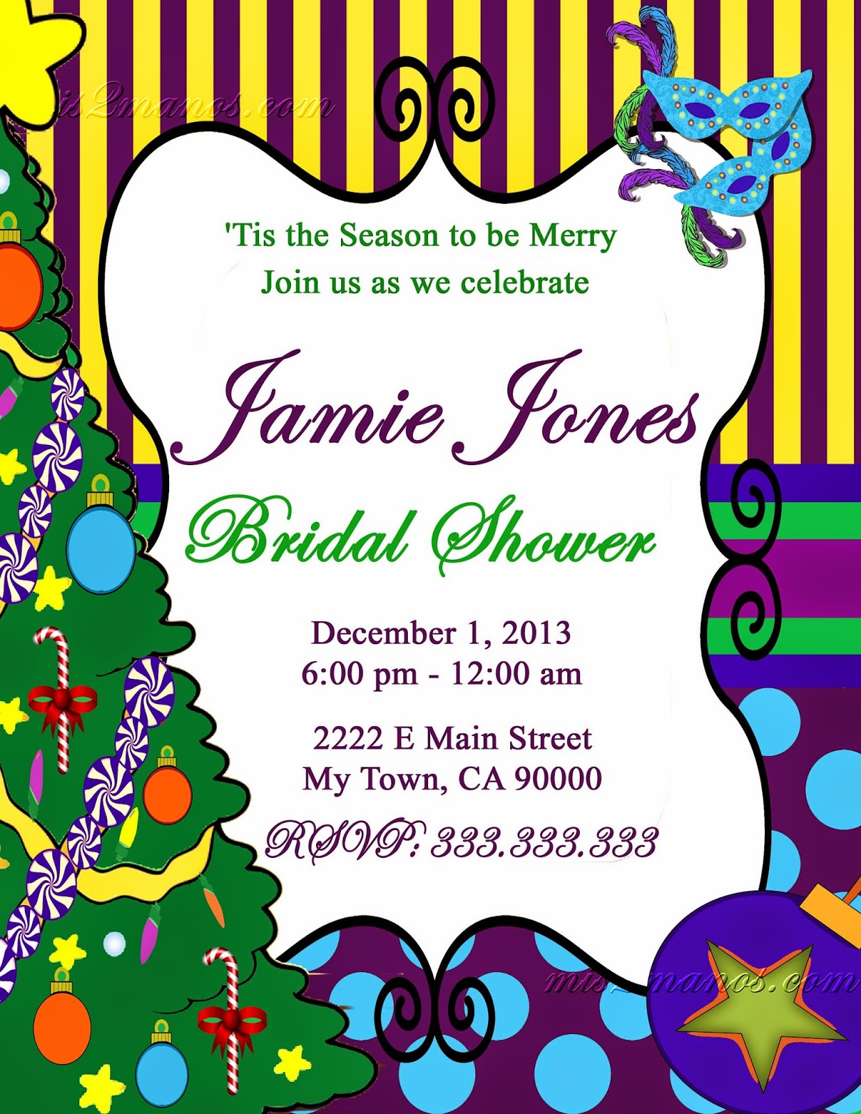 Mardi Gras Themed Baby Shower Invitations : Custom Mardi Gras theme baby shower invite YOU PRINT ...