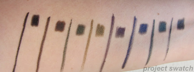 Prestige Total Intensity swatches - Deepest Black, Bold Brown, Daring Green, Intense Olive, Powerful Purple, Fierce Blue, Fearless Teal, Strong Slate
