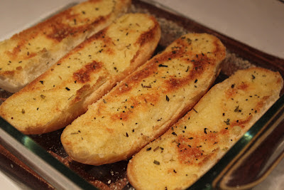 garlic bread made with leftover hot dog buns