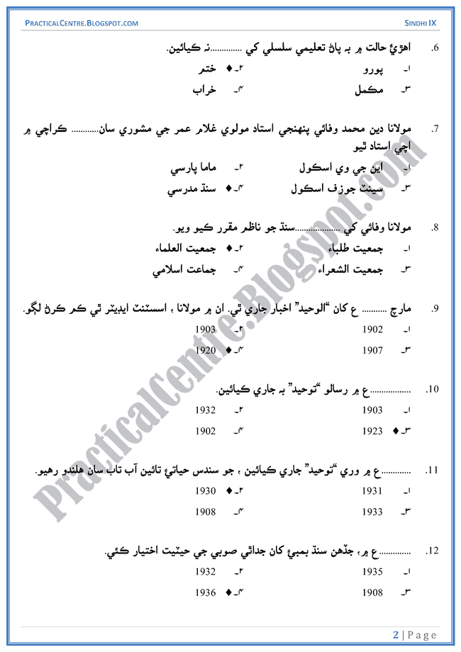 maulana-deen-muhammad-wafai-multiple-choice-questions-sindhi-notes-ix