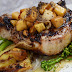 Grilled steak with vegetables on white ceramic plate