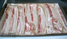 Bake bacon on a cookie sheet in the oven 