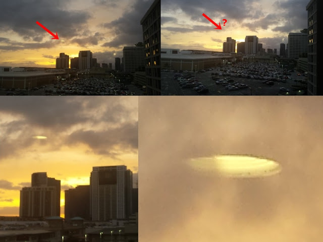 Golden Sphere and Disc-shaped UFOs photographed over Mexico, Hawaii, Utah and Alberta  Flying%2BSaucer%2BHonolulu