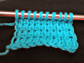 my sample of tunisian crochet from thread of life workshop