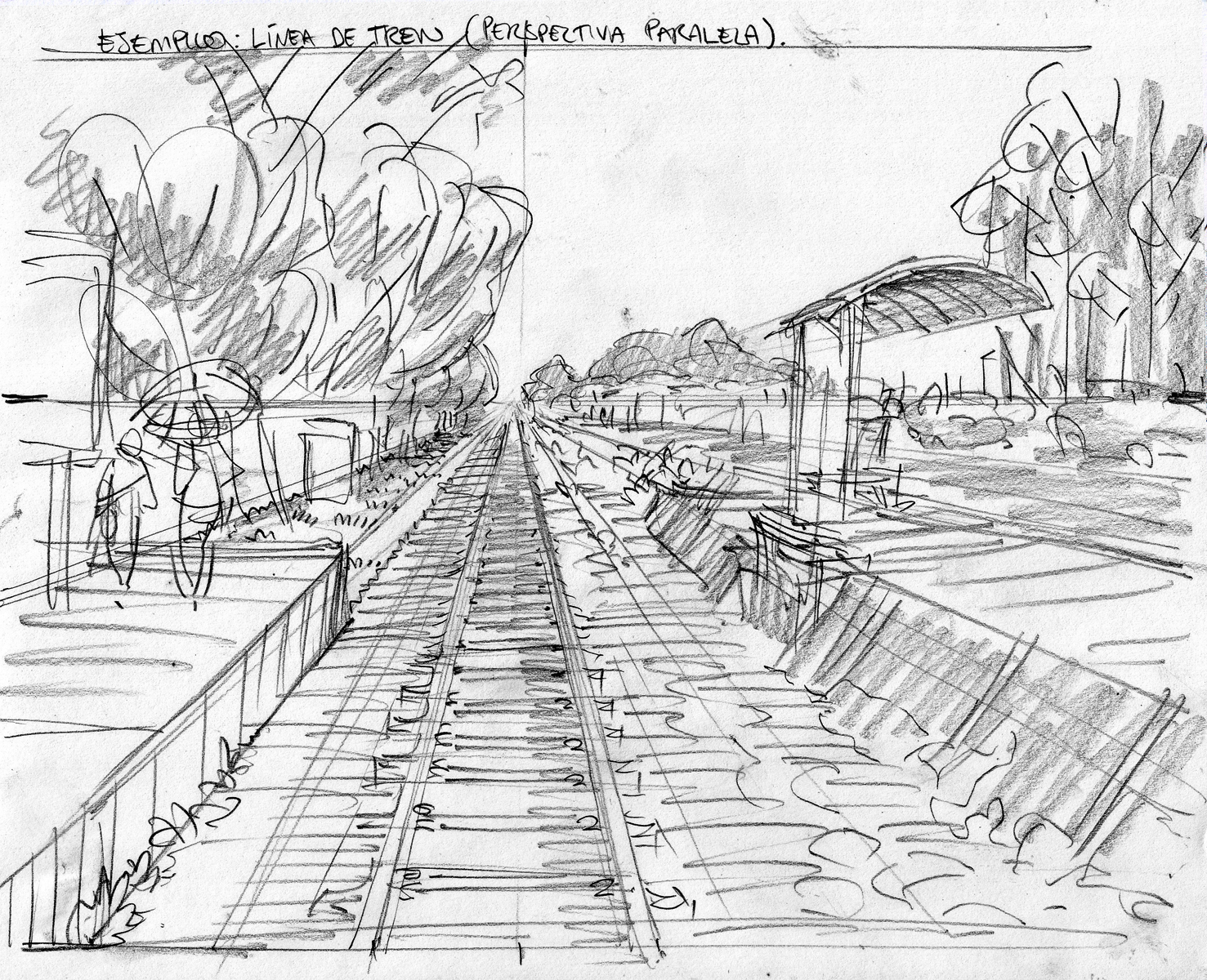 El Blog del Profe de Dibujo.: Dibujo en Persp.Paralela. Linea de Tren.