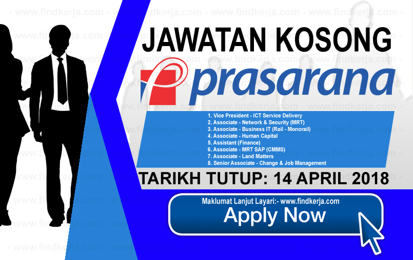 Jawatan Kerja Kosong Prasarana Malaysia Berhad logo www.findkerja.com april 2018
