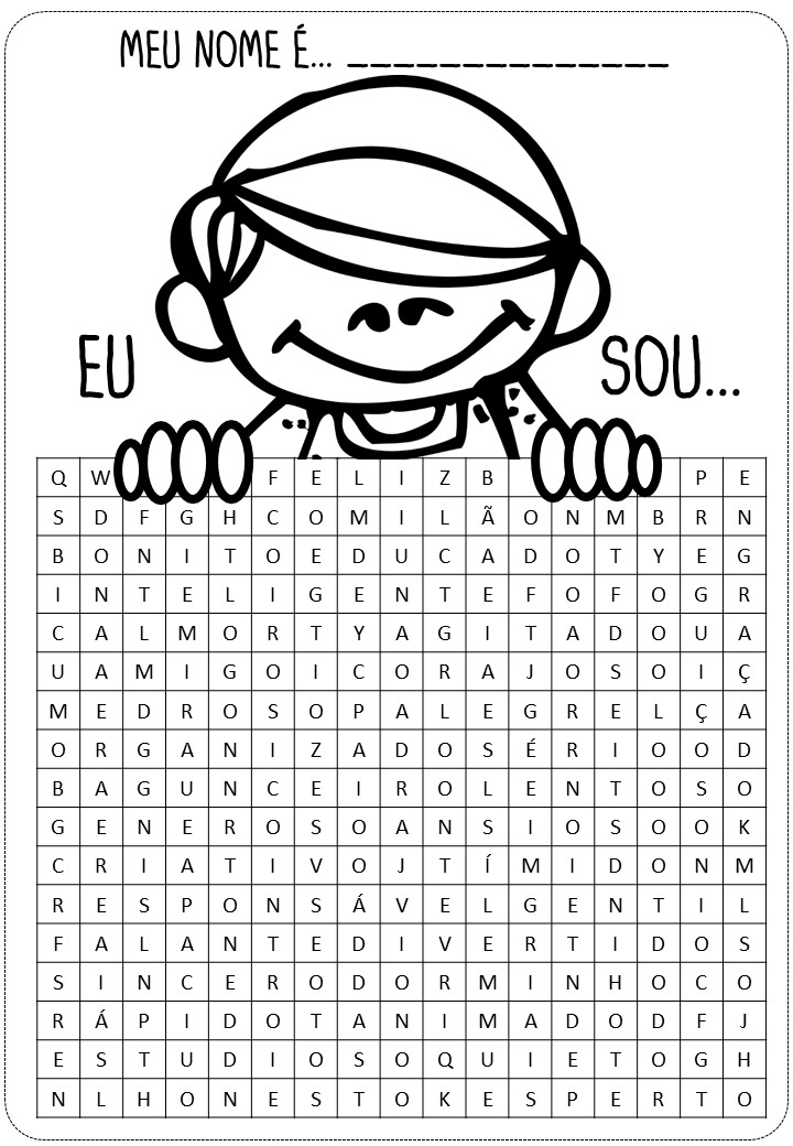 DINÂMICA VOLTA ÀS AULAS: CAÇA-PALAVRAS EU SOU...