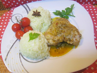 Pui cu ghimbir si lamaie cu garnitura  de orez