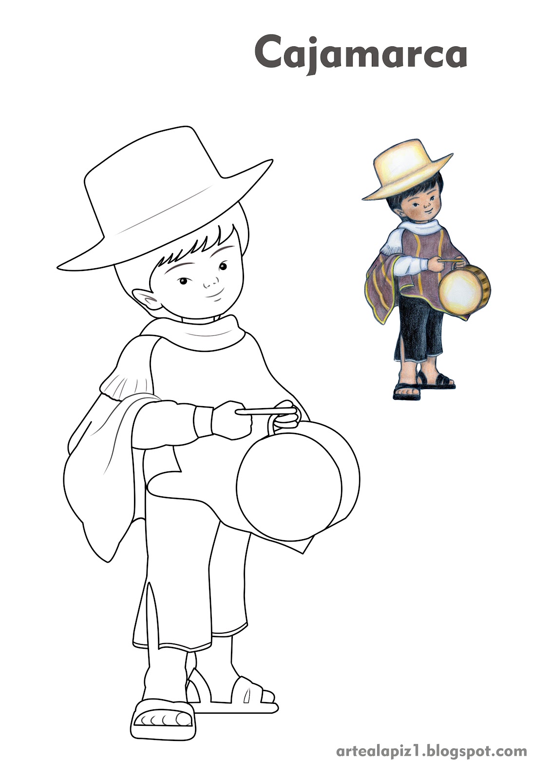 Dibujo a Lápiz Traje tipico del