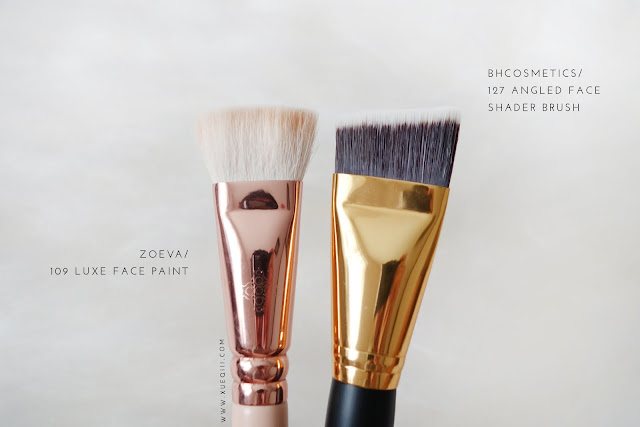BH Cosmetics Sculpt and Blend 2 - 127 Angled Face Shader Brush, Zoeva 109 Luxe Face Paint