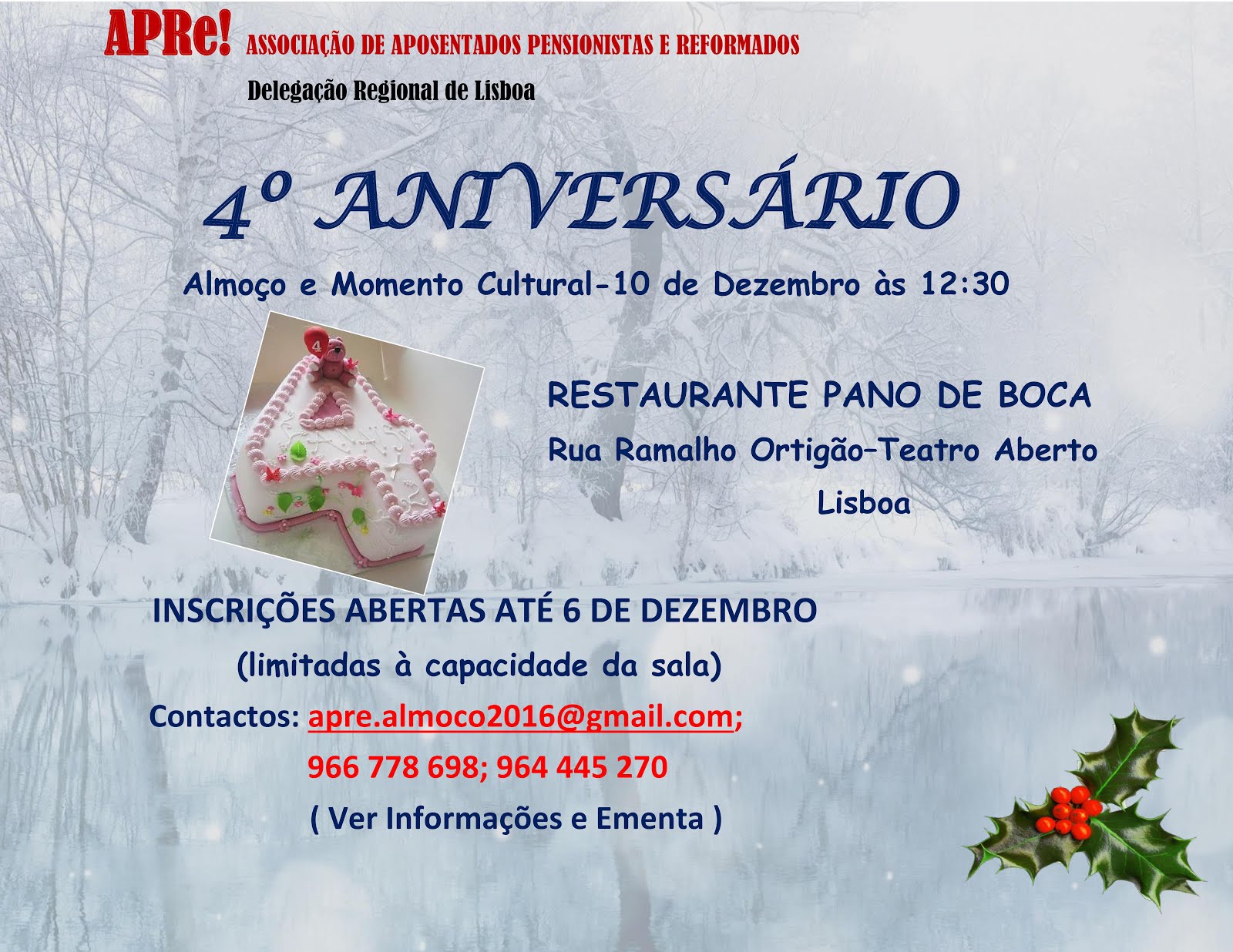 Delegação Regional de Lisboa, almoço comemorativo do 4º aniversário da APRe!