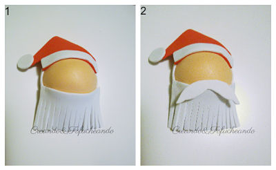 Pegamos la barba y el bigote a la cabeciat de papá noel