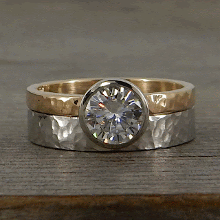 two tone moissanite wedding ring set