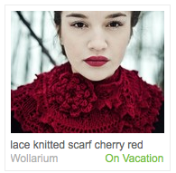 Emma Sommerfeld's cherry red scarf listing on Etsy