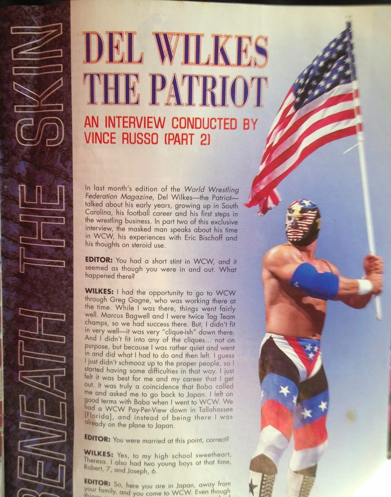 WWF MAGAZINE - JANUARY 1998 - Del Wilkes - The Patriot