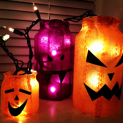 14. Paper Mache Light Up Halloween Mason Jar