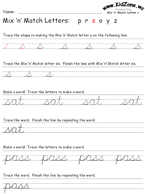 Worksheet Handwriting
