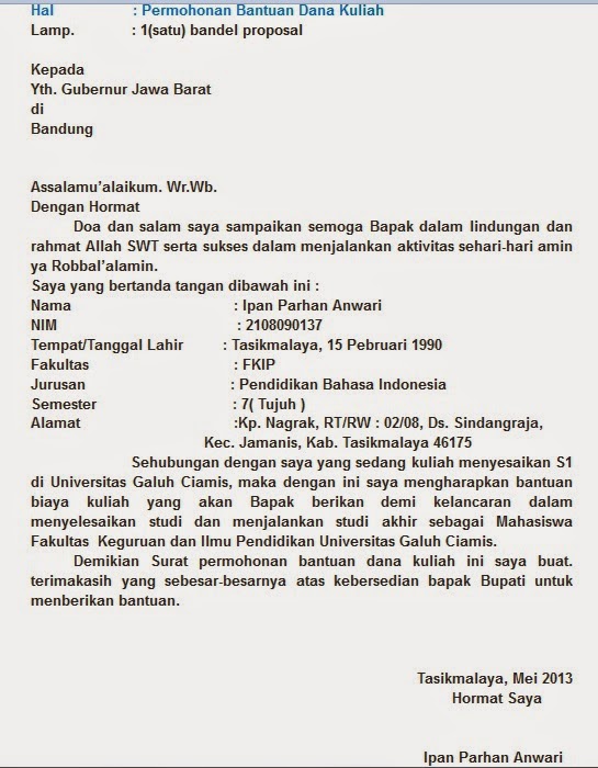 Contoh Dan Cara Membuat Surat Permohonan Bantuan Dana Pendidikan