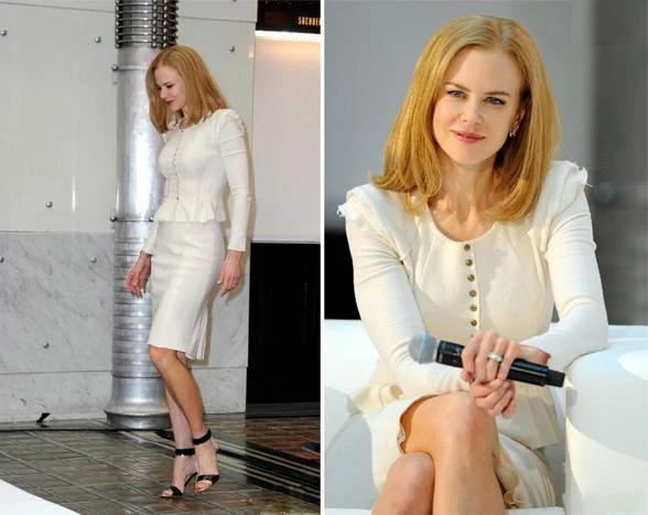 Nicole Kidman  wore a Nina Ricci suit and Nicholas Kirkwood shoes to  the junket 