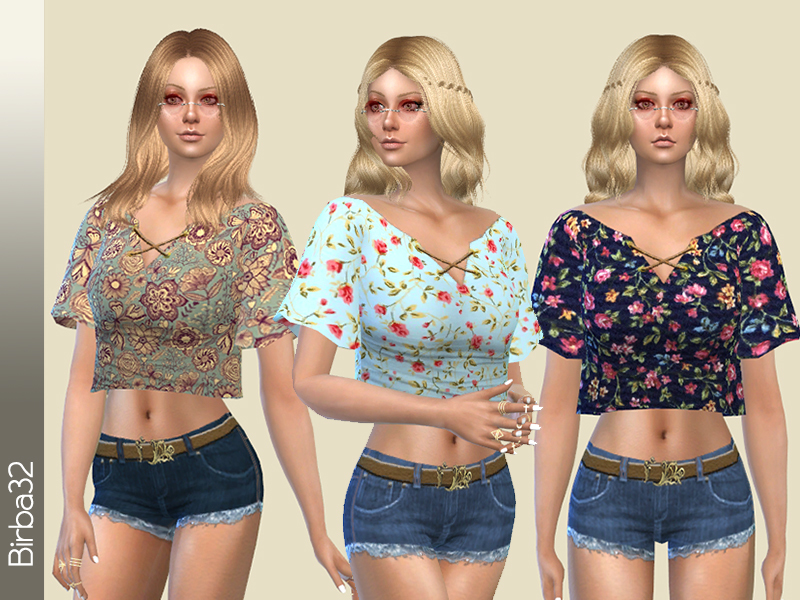 Sims 4 CC's - The Best: Hippie Floral Top by Birba32