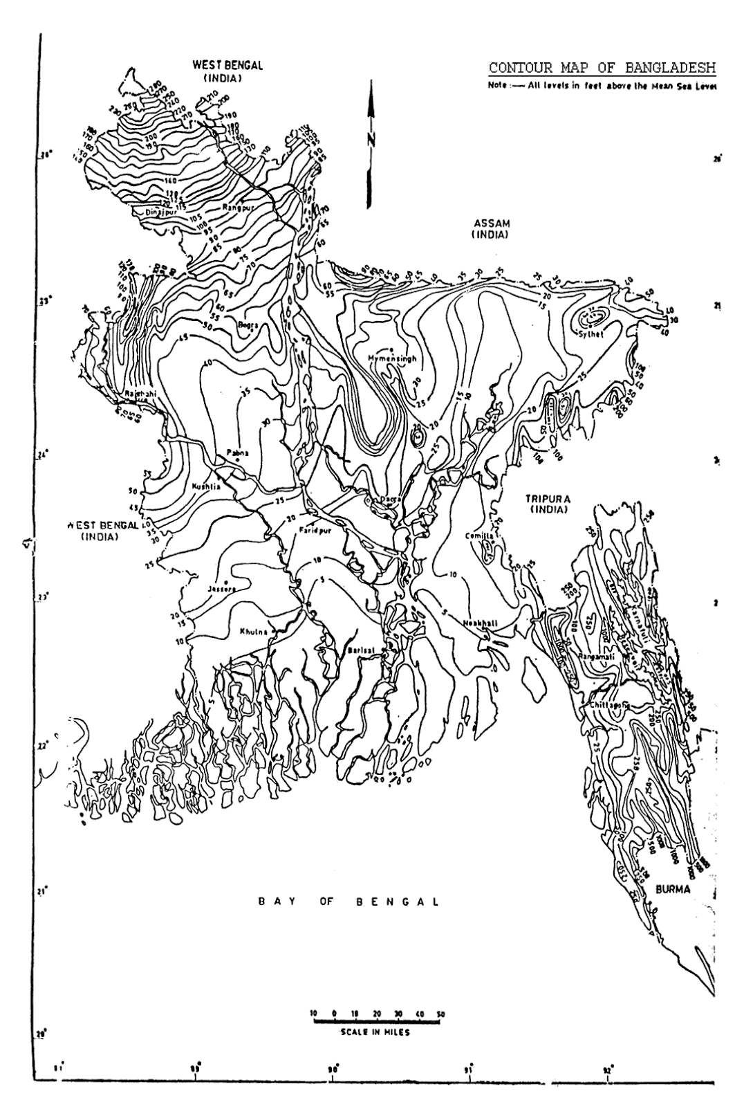 Contour Map of Bangladesh