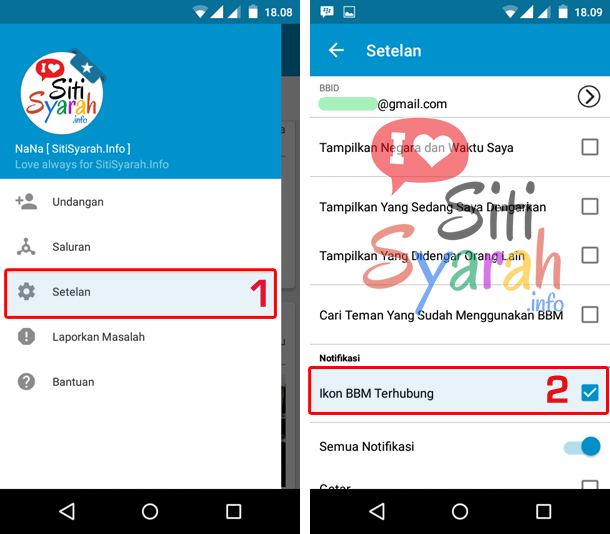 menampilkan notifikasi bbm yang hilang android