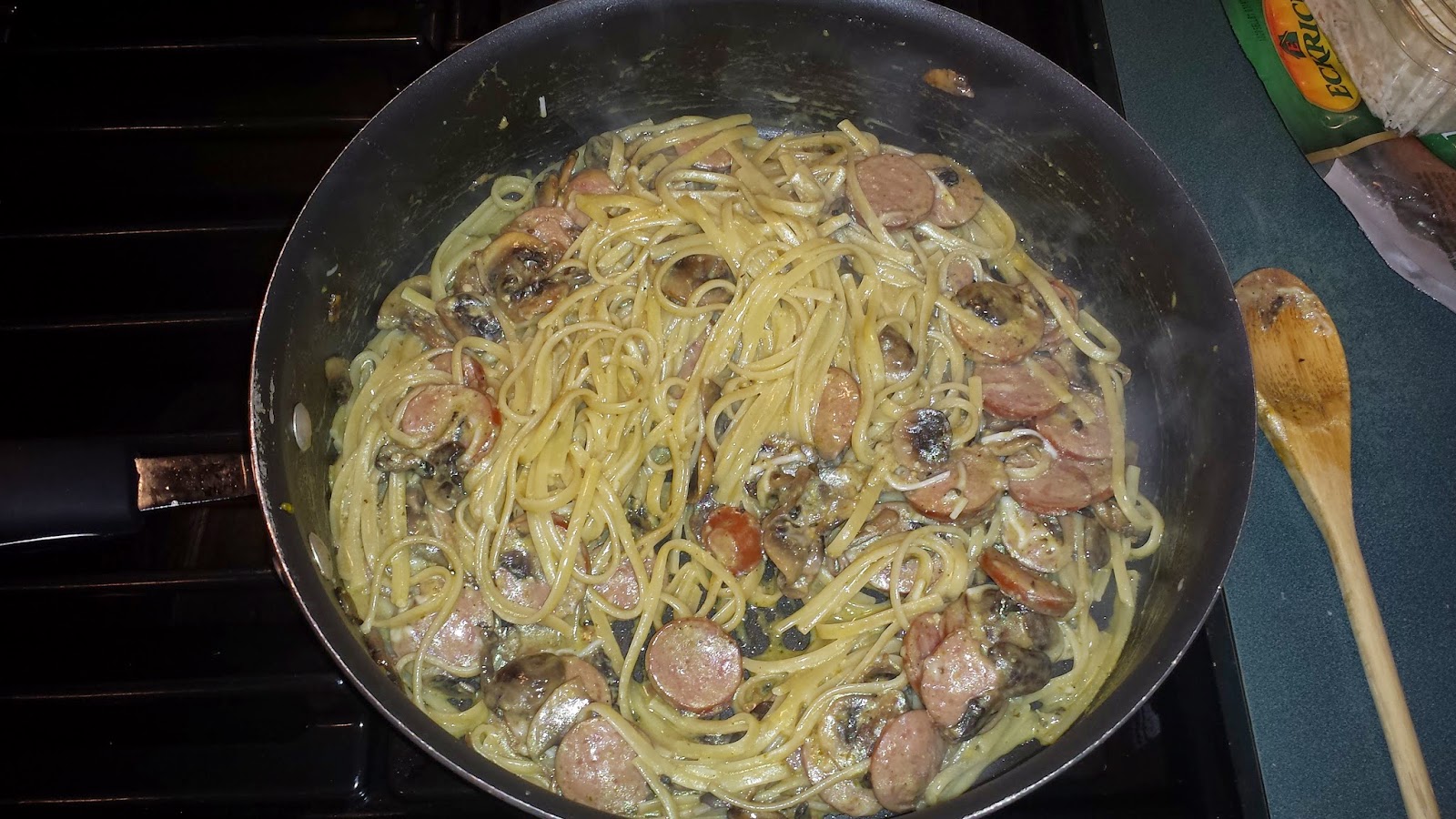 Cuisine de Michelle Kielbasa Pesto Pasta with Mushrooms