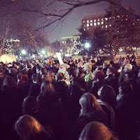 Image of crowd at Free Speech vigil