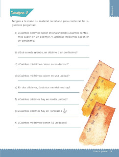 Apoyo Primaria Desafíos matemáticos 4to grado Bloque I lección 4 Décimos, centésimos y milésimos