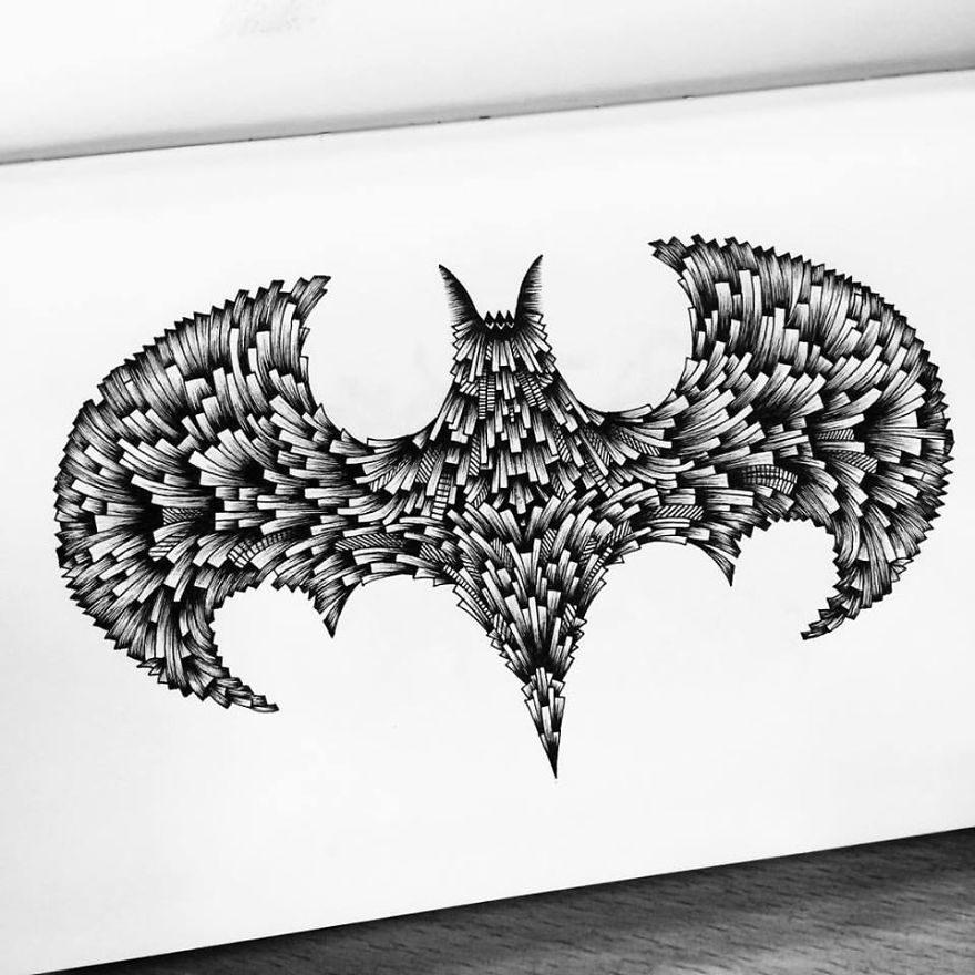 06-Batman-Logo-Pavneet-Sembhi-Black-and-White-Ink-Detailed-Drawings-www-designstack-co