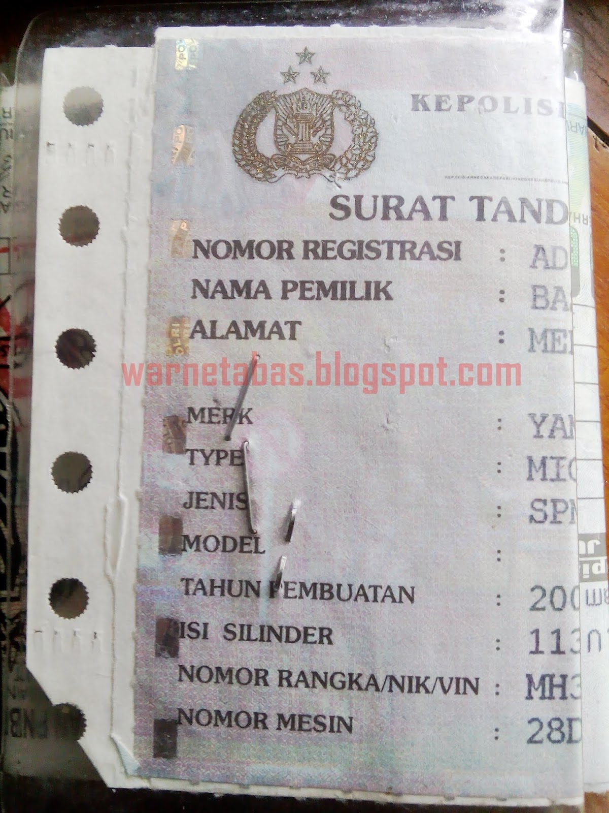 Contoh Surat Kuasa Pajak Kendaraan Bermotor
