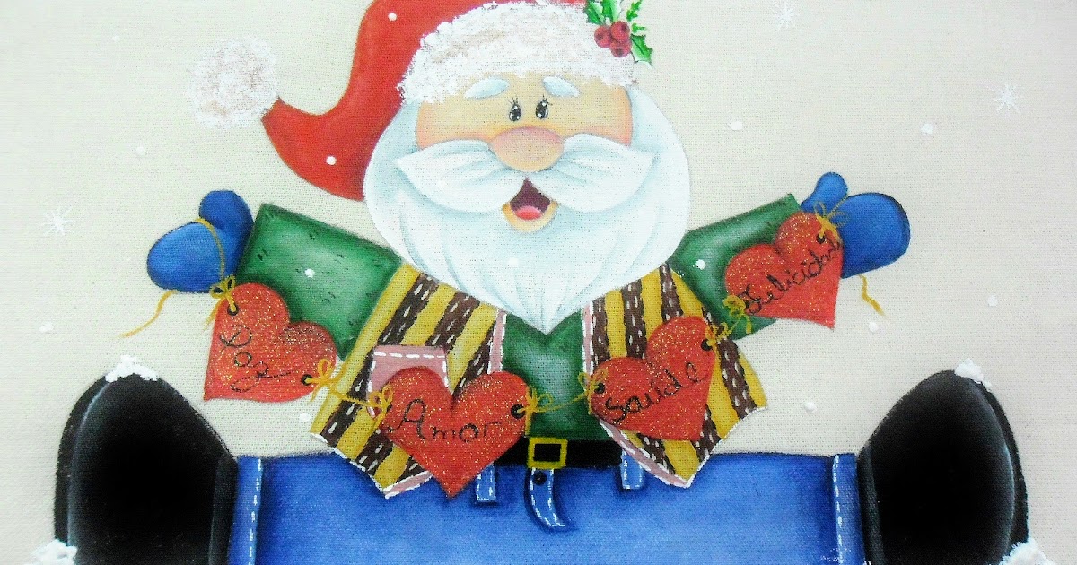 Coisas da Nil - Pintura em tecido: Papai Noel com corações.