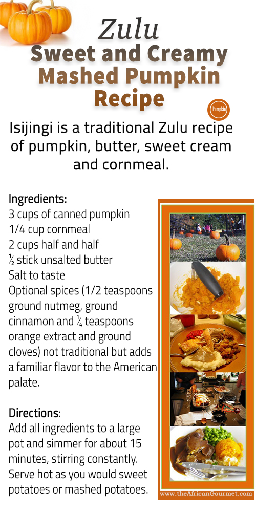 Zulu Sweet and Creamy Mashed Pumpkin Recipe