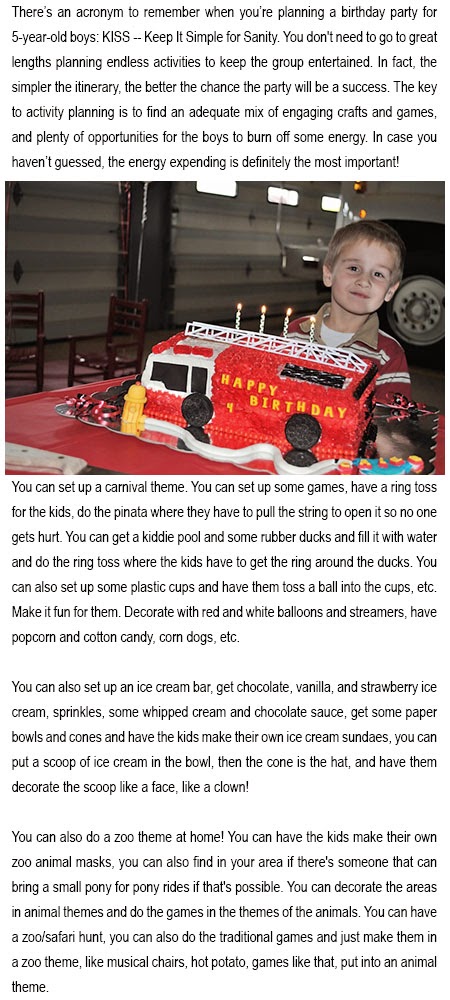 birthday party ideas for 5 Years old
