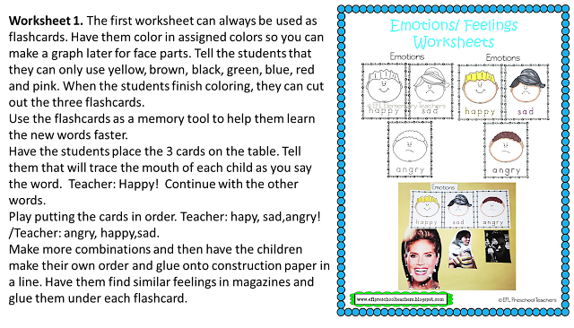 ESL/EFL Preschool Teachers: Feelings/ Emotions Theme