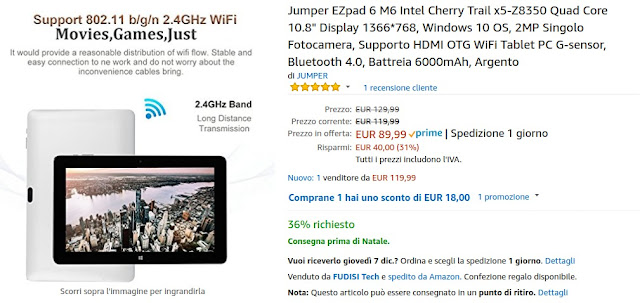 Tablet Windows economico Jumper EZpad 6 in offerta a 89 euro su Amazon + Video recensione in italiano