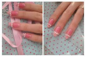 pink pearled nails