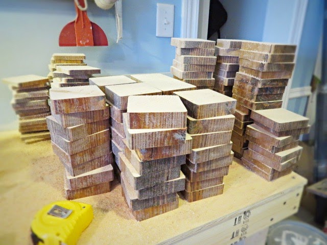piles of cut wood blocks