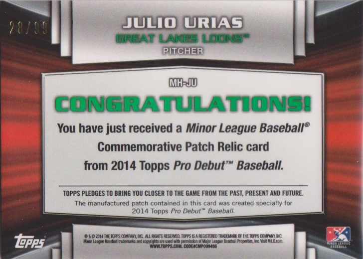 Dodgers Blue Heaven Julio Urias Checklist of his Early Baseball Cards