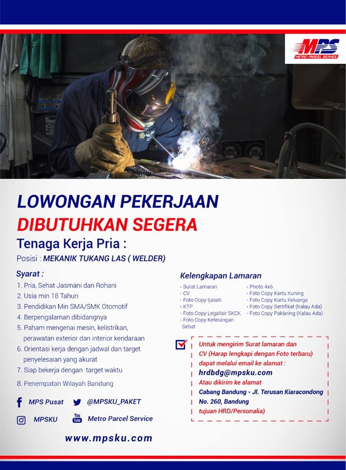 Lowongan Welder Di Bandung Pria Lowongan Kerja Terbaru Indonesia 2021
