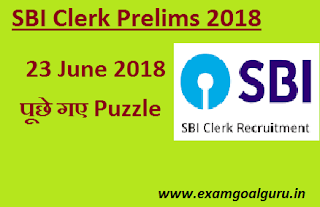 puzzle questions in sbi clerk pre 2018