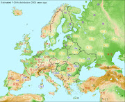 The map below shows Y Chromosome distribution in Europe 2000 years ago.