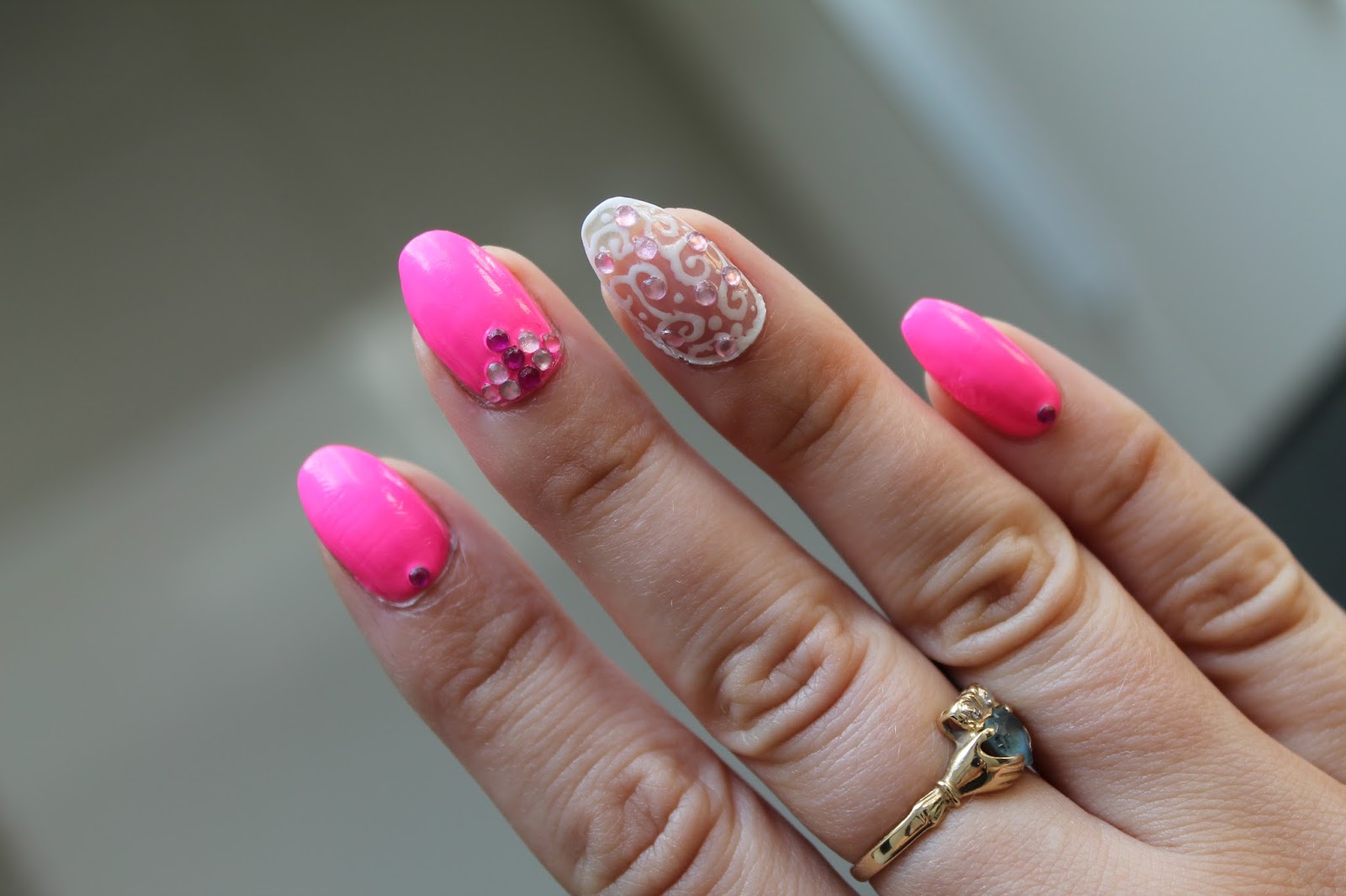 1. Pink and White Lace Nail Design - wide 10